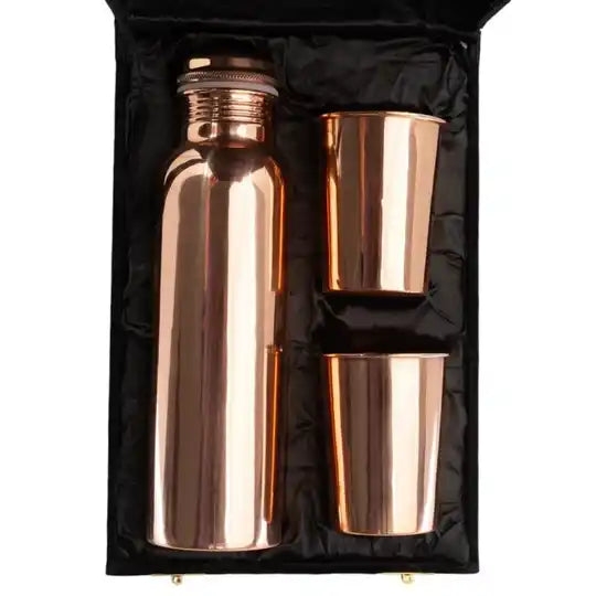 Koperen Waterfles & Bekers – Cadeau Set