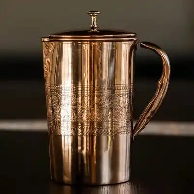 Pure Copper Flower Pattern Jug - 1.5 liters