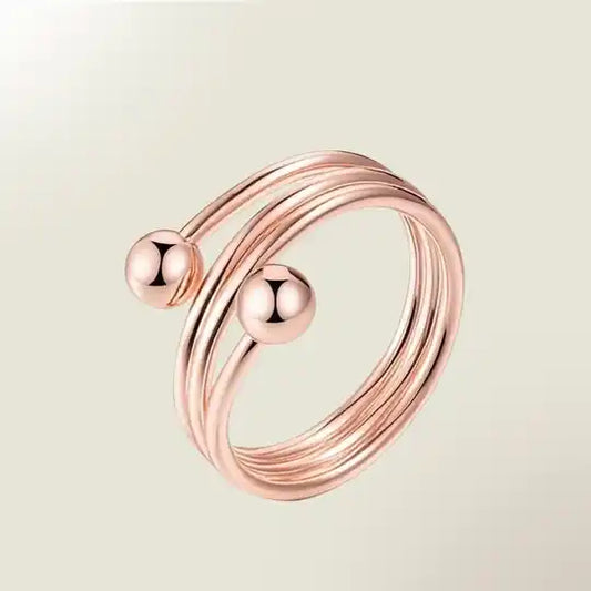 Magnetic copper health ring with beads