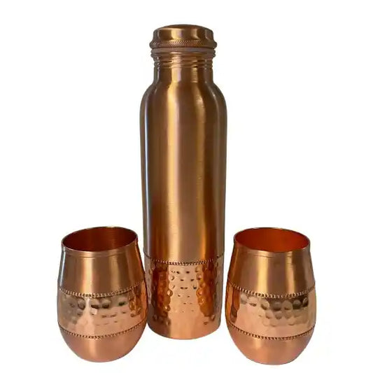 Pure Copper Set: Bottle (1 l) + 2 Cups