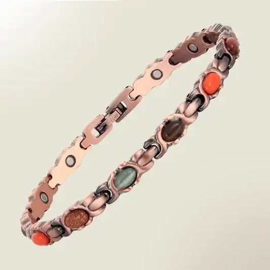 Luxury magnetic copper health bracelet – various stones – 0.6 cm