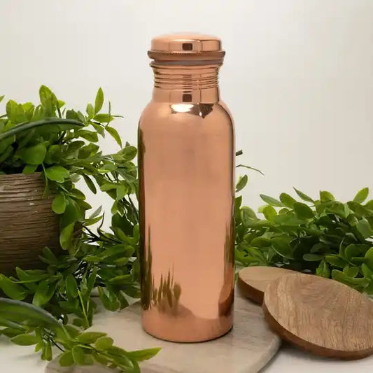 Pure copper water bottle, polished smooth, approx. 500 ml/265 g (heavy duty)
