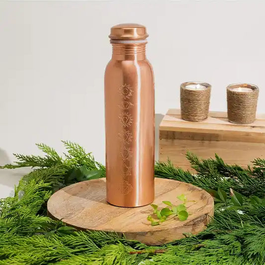 Pure Copper Water Bottle 7 Chakras Matt Finish ± 1 liter