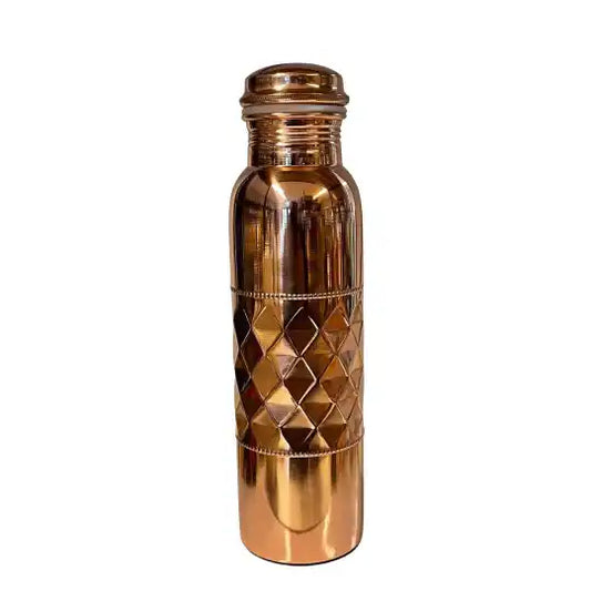 Pure Copper Water Bottle Dot Diamond Polished - 1 liter