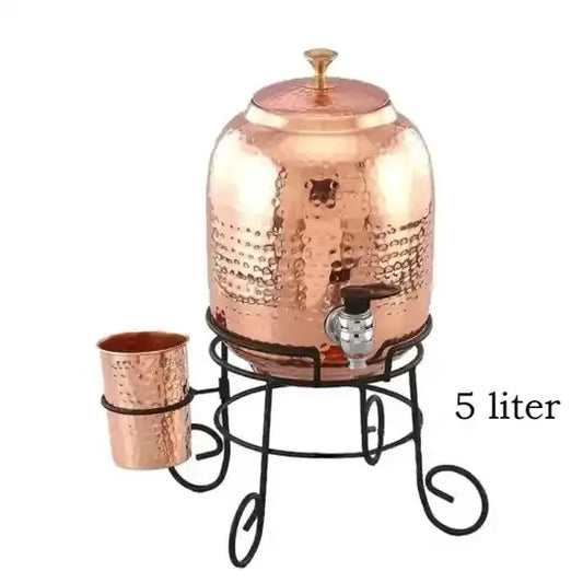Pure Copper Water Tank (5 l) + 1 Cup (hammered)